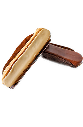 photo d'un éclair café et un éclair chocolat de la maison aux 3 choux